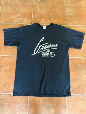 Vintage Greaser Biker Motorcycle T-shirt Single Stitch Black Size L Made in USA